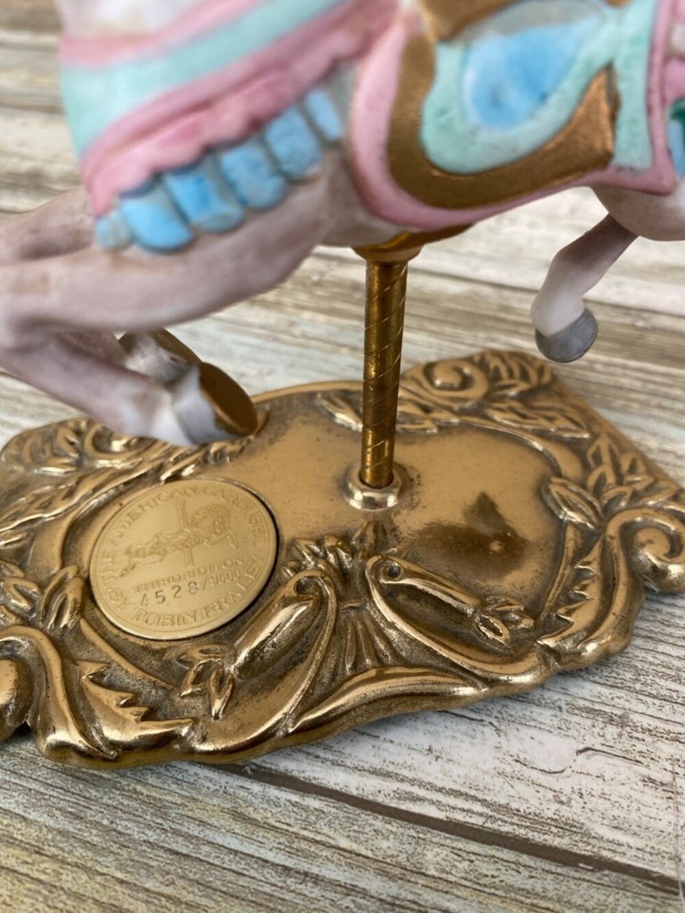 Tobin Fraley Ltd Ed American Carousel Horse Brass Tone w/Coin Inlay 3rd Ed - Picture 8 of 10